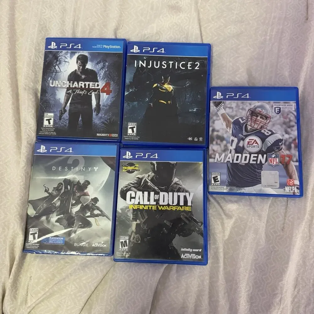 PS4 Video Games Lot Of 5 PS4 Destiny Sealed, Uncharted, Injustice 2, Madden COD